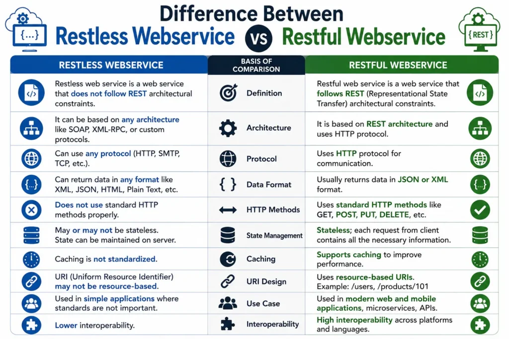 Difference between Restless Webservice and Restful Webservice difference-between-restless-webservice-and-restful-webservice