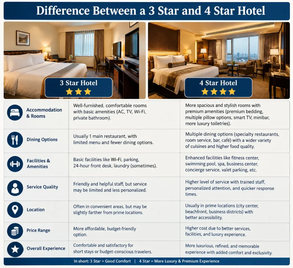 Difference Between A 3 And 4 Star Hotel 3-Star vs 4-Star Hotel Comparison